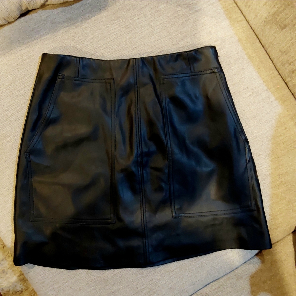 H&M Vintage Black Faux Leather Mini Skirt